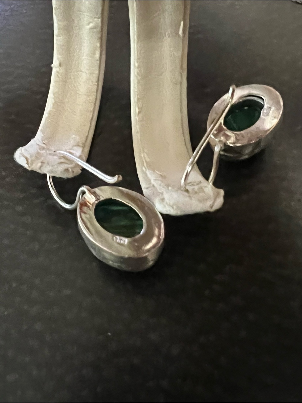 Sterling Silver Green Malachite Drop Earrings - Picture 5 of 8